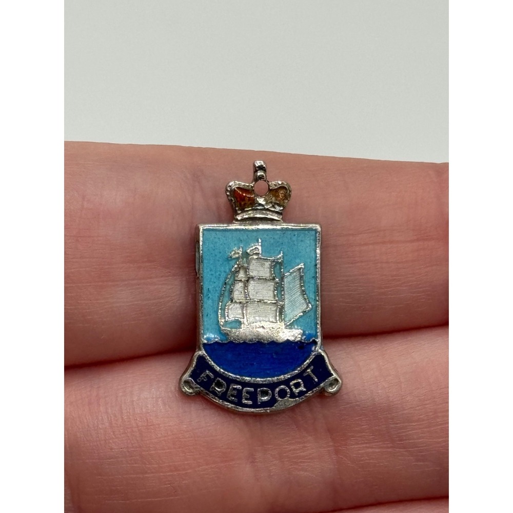 Vintage BMCo Sterling Silver‎ Freeport Enamel Souvenir Charm